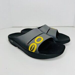 Oofos OOahh Sport Sandal Slides Grey Black Womens 8 EU39 Lightweight Recovery Co